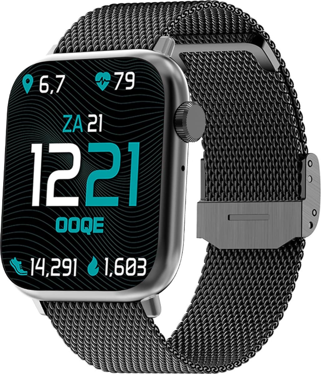 OOQE WATCH PRO 7 - Smartwatch Heren | Elegant Design | Bellen en Gebeld Worden | Berichten Inzien |Gezondheidsanalyse | Sportanalyse | Stress en Slaap Management | Nederlandstalig | Barst- en Krasbestendig | Zilver — afbeelding 1