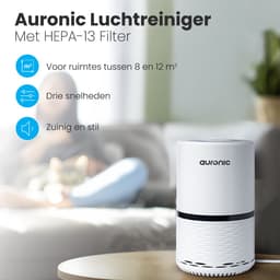 Auronic Luchtreiniger - 12 m² - Air Purifier met HEPA Filter - Verwijdert 99,97% - 25W - 3 Standen - Wit — thumbnail 2