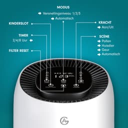 AG320 Luchtreiniger - Air Purifier -Luchtreinigers met Hepa Filter - Slaapkamer Air Cleaner - Slaapstand - Kinderslot - High Quality Filtersystem - Voor Schone Gezonde Lucht -Tegen Stof, Hooikoorts En Allergie - Verwijdert 99,97% -Display — thumbnail 9
