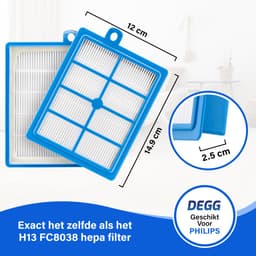 DEGG® - Hepa H13 Filter - Geschikt voor Philips, AEG en Electrolux - Stofzuiger Onderdelen - Vervangt FC8031 - H13 (voorheen H12) - Standaard Filter geschikt voor Philips, AEG en Electrolux - Premium Kwaliteit - 2 STUK(S) — thumbnail 4