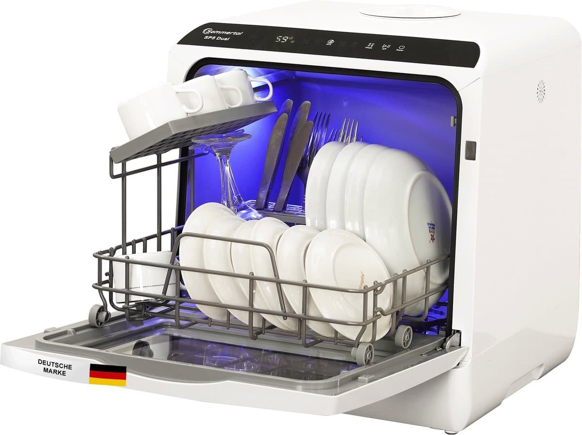 Sommertal SP5 Dual Vaatwasser - Mini Vaatwasser met 6 Wasprogramma's, 360° Reinigingsdeksel, Flexibele Watertoevoer — afbeelding 1