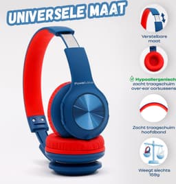PowerLocus PLED Draadloze Koptelefoon Over-Ear voor Kinderen - LED lampjes - met Microfoon - Micro SD poort - Blauw/Rood — thumbnail 7