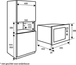 Inventum IMC6032F - Inbouw combi-oven - Hetelucht - Magnetron - Grill - 32 liter - 38 cm hoog - Tot 220 graden - RVS/Zwart — thumbnail 2