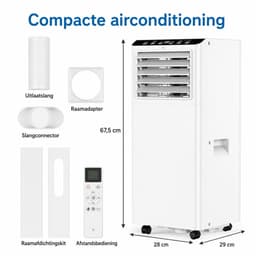Allero Mobiele Airco - Airconditioning - Mobiele Airco Voor Slaapkamer - 7000BTU - 3-in-1 - 2 Snelheden - Stille Airco - Draagbaar — thumbnail 6