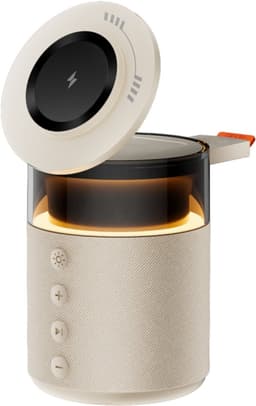BRAINZ 5-in-1 Draadloze Oplader en Bluetooth Speaker - Lamp - Beige — thumbnail 1
