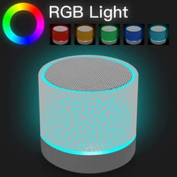 Draagbare draadloze mini Bluetooth-luidspreker, Super Bass stereo oplaadbare luidspreker met LED-verlichting - Wit — thumbnail 6