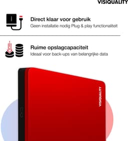 VisiQuality High-Speed Externe Harde Schijf 500 GB - Draagbare Harde Schijf USB 3.0 - Voor Windows & Mac - Xbox & PS4 games - Compact - Rood — thumbnail 3
