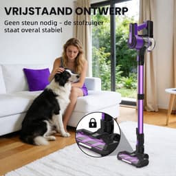Grenintol V870 Steelstofzuiger - Snoerloze Stofzuiger met Accu - Draadloos Steelstofzuiger - 60000Pa Krachtige Zuigkracht - 350W Borstelloze Motor - 1.6L Grote Stofbak - HEPA Filter - LED Verlichting - Voor Dierenharen & Harde Vloeren - Paars — thumbnail 5