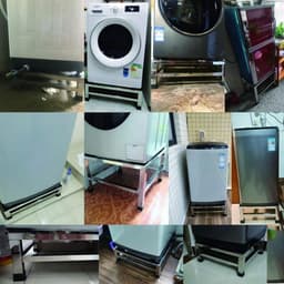 Wasmachine Stand - Koelkast Onderstel - Apparaten Verplaatsen - Roestvrij Staal - 500kg Capaciteit - Zilver — thumbnail 2