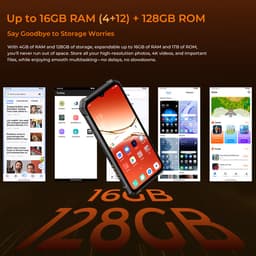 Rugged Smartphone - OUKITEL G6 - 2026 nieuw telefoon - 16GB RAM - 128GB ROM - 6,52 inch - 10600 mAh - Android 16 - IP68/IP69K Outdoor telefoon - NFC GPS - Zwart — thumbnail 10