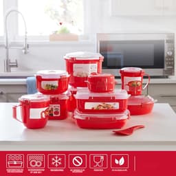 Aurixi® Magnetron Bakjes met Deksel - Magnetron Bakjes - Magnetron Bord met Deksel - Rood - 23cm x 21cm x 8cm — thumbnail 7