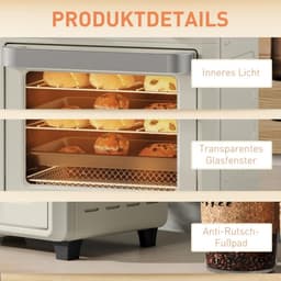 10L Mini Heteluchtoven & Airfryer, 1000W met Timer, voor Frituren, Grillen & Bakken, Vaatwasserbestendig, Crèmewit — thumbnail 8