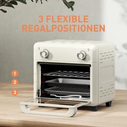 10L Mini Heteluchtoven & Airfryer, 1000W met Timer, voor Frituren, Grillen & Bakken, Vaatwasserbestendig, Crèmewit — thumbnail 6