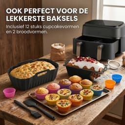 Somstyle Accessoires Set Geschikt voor Philips Dual Basket 3000 & 5000 Dubbele Airfryer - 23-Delig - Cup Cake Bakvorm - Heteluchtfriteuse Mandje - Zwart — thumbnail 4