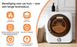 Mini Trommeldroger 3 Kg - 1350W Afvoerdroger Met 8 Programma's, NTC Sensor, Wandmontage - Wit — thumbnail 9