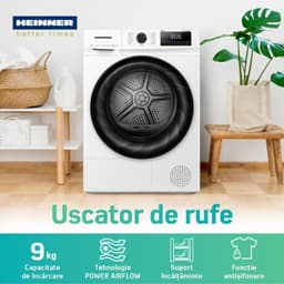 Heinner Warmtepompdroger - 9 KG - Wasdroger - 15 Programma's - AirFlow-technologie - LED display - Wit — thumbnail 13