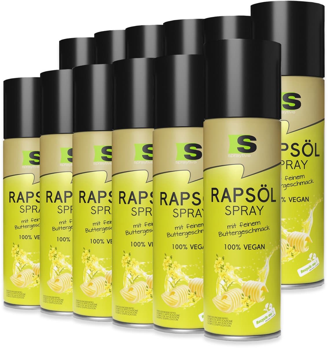 Spraytive 12x 400ml raapzaadolie spray met botersmaak – kookspray voor bakken, koken en airfryer – 100% vegan – vetarm genieten — afbeelding 1