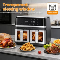 Seth Select XXL Airfryer 9 Liter – 2000W – Dubbele Luchtfriteuse met Kijkvenster – 12 Programma’s - Zwart — thumbnail 3