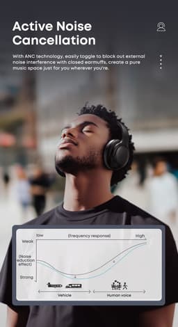 Draadloze Bluetooth Koptelefoon-Actieve Ruisonderdrukking ANC - Over-Ear — thumbnail 6