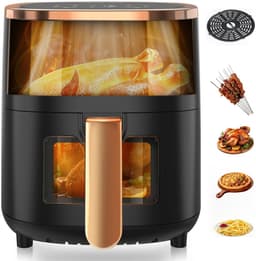 Lifero Airfryer - Heteluchtfriteuse Zwart 1800W - Turbo Air Fry - Mini Oven 6L - Kijkvenster - Digitaal Display - 29,5×25×25cm — thumbnail 1