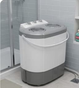 Mini Wasmachine 3 kg – CompactWash Travel 230W met 2 kg Centrifuge, Bovenlader, Semi-Automatisch, Energiezuinig, Draagbare Camping Wasmachine – Wit Urbanhome — thumbnail 2