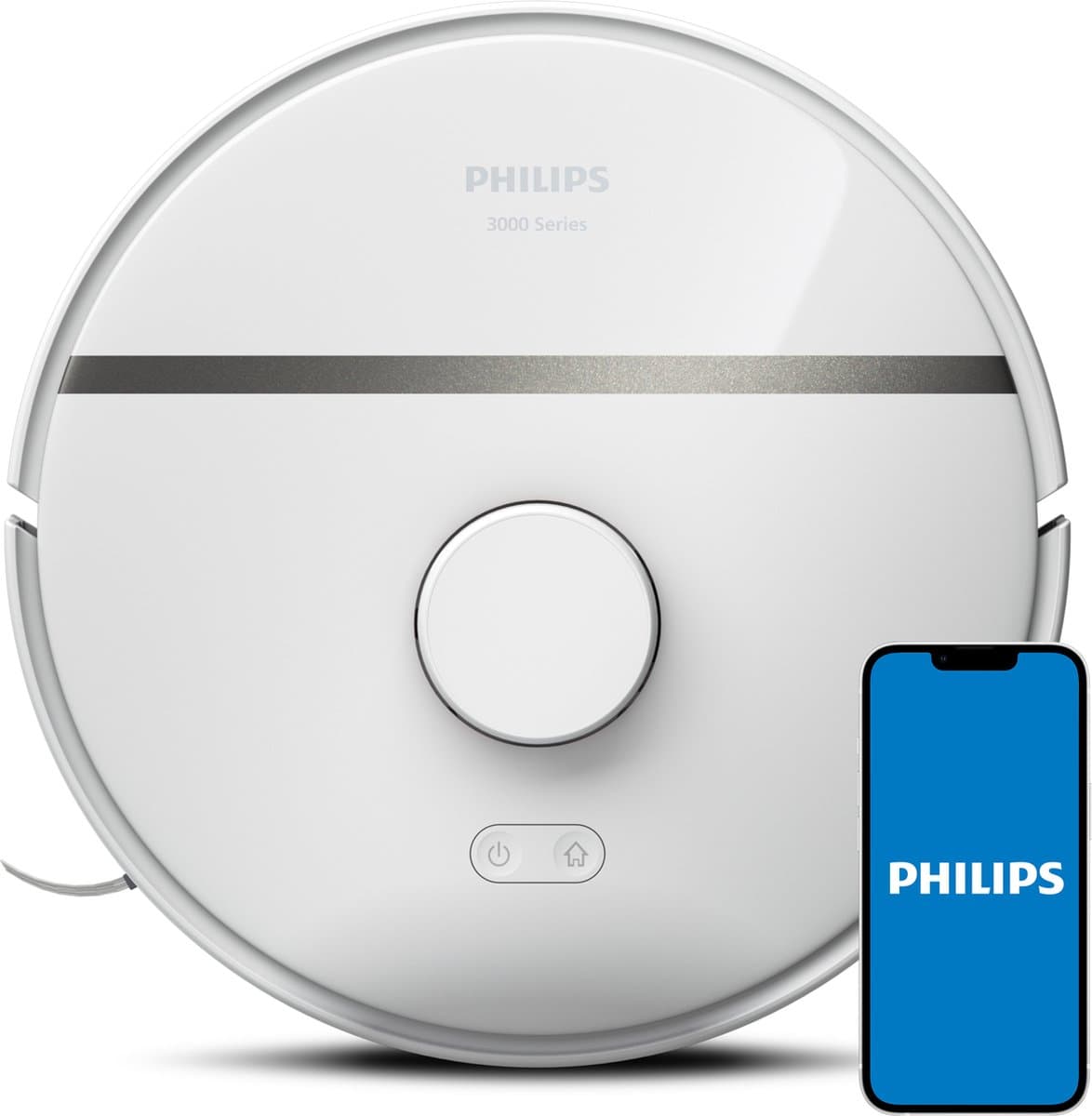 Philips HomeRun Aqua 3000 Series XU3000/02 - Robotstofzuiger met Dweilfunctie - Wit / Metallic - App Connected — afbeelding 1