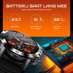 Xelar Ultra - Outdoor Heren Smartwatch - Hartslagmeter - Stappenteller - Slaapmonitor - Multisport - IP67 Waterdicht - Geschikt voor alle Smartphones - Zwart — thumbnail 6