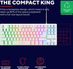 Trust GXT 833W Thado - Gaming Keyboard - TKL (tenkeyless) - Verlichting - PC/PS5 - Qwerty - Wit — thumbnail 3