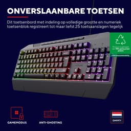 Trust GXT836 Evocx - Gaming Keyboard met Verlichting - RGB-Verlichting - Polssteun - Multimedia toetsen - Qwerty US — thumbnail 4