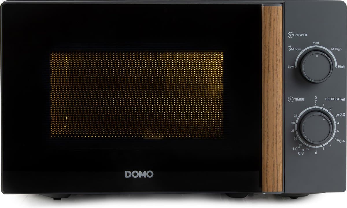 DOMO DO2920 Solo Microgolfoven “Wood You” - Magnetron - 20 L - 700 watt - Grijs - Houtlook Handvat — afbeelding 1