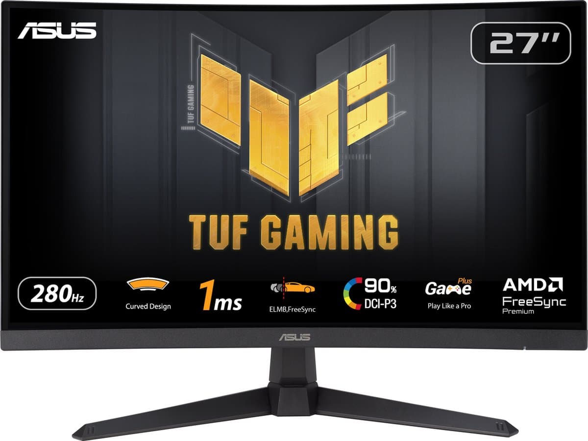 ASUS TUF Gaming VG27VQM1B - FHD Curved Gaming Monitor - 280Hz - FreeSync Premium - 27 Inch — afbeelding 1
