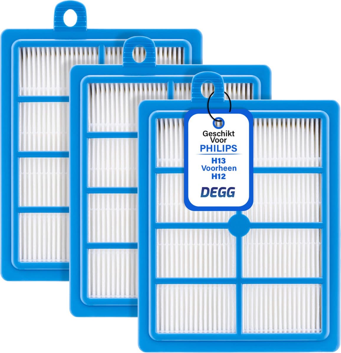 DEGG® - 3x Hepa filter geschikt voor Philips, Electrolux, AEG en Tornado - H13 voorheen H12 - Geschikt voor Performer, Power Pro, Jetmaxx series - Voor mensen met allergie - 3-PACK — afbeelding 1