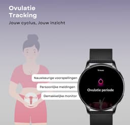 Kiraal Valencia AMOLED Smartwatch voor Dames - RVS, Lederen en Siliconen Bandje - Hartslagmeter - Stappenteller - Slaapmonitor - Multisport - Compatibel met Android en iOS - Zwart — thumbnail 8