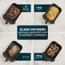Princess Airfryer XL 182240 - Heteluchtfriteuse - BPA vrij - 5.5 liter - Kijkvenster - Touchscreen - 8 Programma's - Slank Ontwerp - 1500W - Inclusief Grillrek - Zwart - venster — thumbnail 3