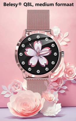 Belesy® Q8LG 2022 - Smartwatch Dames – Smartwatch Heren - Horloge- 1.09 inch - Kleurenscherm - Stappenteller - Bloeddruk - Hartslag - 75+ Wijzerplaten – Sporten - Staal – Rosé Goud — thumbnail 19