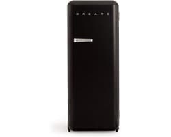 CREATE - Koelkast in retrostijl - Zwart - Handvat Zilver - FRIDGE RETRO 281L