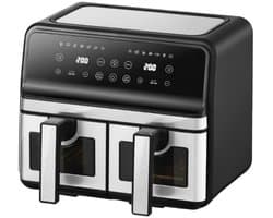 Swiss Pro+ Dubbele Airfryer Heteluchtfriteuse XXL Airfryer twee Kookvakken 8 Liter 1700 Watt Dual Zone Technologie Classic Edition Zilver Model 2026 SPAF8L2S