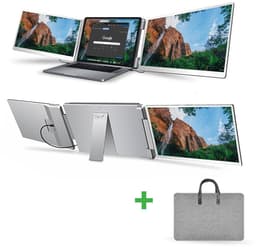 Portable Monitor 2x 15,6 inch Full HD - Tri Screen Laptop Scherm Uitbreider - Extra Scherm Laptop - Draagbare Monitor - Plug & Play - Solvify — thumbnail 1