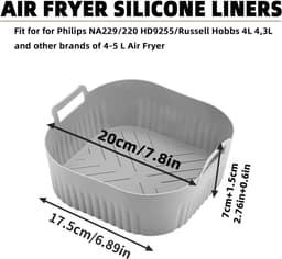 Siliconen vorm heteluchtfriteuse, 2 stuks airfryer-accessoires Gescht voor Philips NA229 4,2 L/HD9255 4,1 L, siliconen inzetstuk voor Russell Hobbs 4 L 4,3 L, compatibel met andere Air Fryer 4-5 L — thumbnail 6