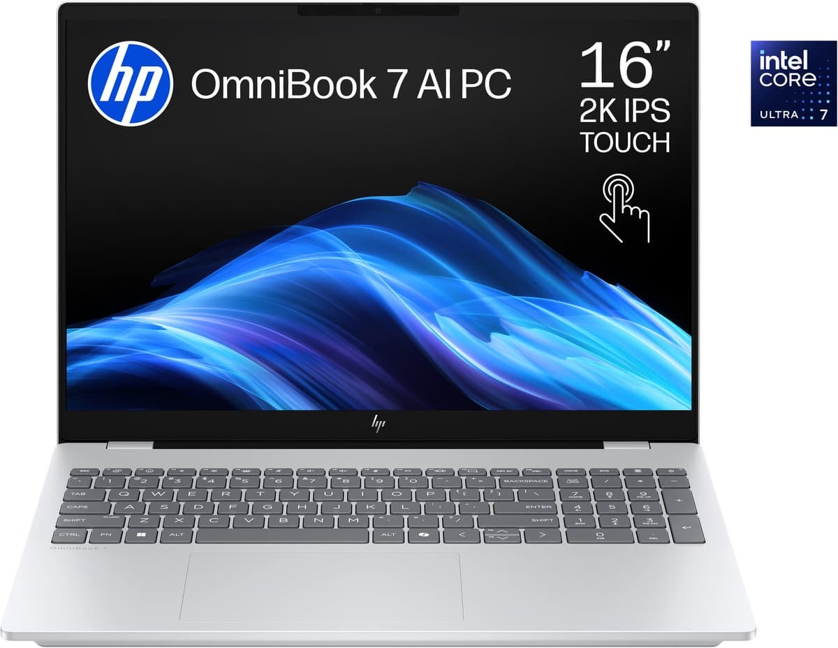 HP OmniBook 7 AI 16-ay0772nd - Creator Laptop - 2K OLED - Intel® Core™ Ultra 7 Processor 255H - 16 inch - 1,91 kg - 120 Hz — afbeelding 1