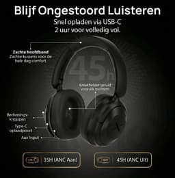 VolkanoX Halo - Bluetooth Koptelefoon - Hoofdtelefoon - Over Ear Koptelefoon - Active Noise Cancelling - Oplaadbaar - Bluetooth — thumbnail 8