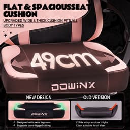 Dowinx Gaming Stoel Roze/Zwart – Ergonomisch met Voetensteun – Kattenpoot Design – Stoffen Gamer/PC Stoel – Verstelbare Rugleuning – Voor Volwassenen — thumbnail 6