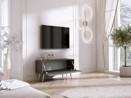 TV-meubel - Mediabox Kast - Woonkamer Opbergen - Eén Deur Plank - 100x52x32 cm - Antraciet Verchroomd — thumbnail 2