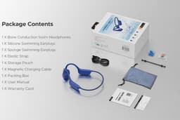 Koptelefoons - Koptelefoon draadloos - Beengeleiding koptelefoon - Sport oortjes - Bluetooth headphones - Waterdichte oortjes zwemmen - Blauw — thumbnail 2