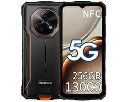 DOOGEE Fire 7 Robuuste Smartphone - IP68/IP69K Outdoor Telefoon - Dual SIM 5G - 16GB RAM - 256GB ROM - 13000mAh 18W - Android 15 - 6,6 inch - 64MP AI-camera - NFC, GPS, OTG - Oranje