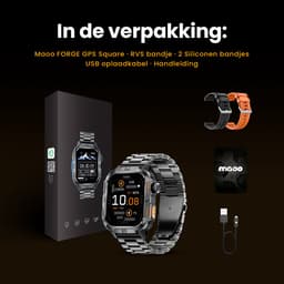 Maoo FORGE GPS Square - GPS Smartwatch Heren - Sporthorloge - 3 Bandjes - Stappenteller - Hartslagmeter - Slaapmonitor - Belfunctie - LED Zaklamp - Multisport - Geschikt voor Android en iOS - Gun Metal Orange — thumbnail 11