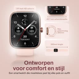 SAMMIT Luxe Smartwatch Dames Rosé Goud - Slaapmonitor - Stappenteller - Saturatiemeter - Geschikt voor IOS en Android - Full HD - Met 3 Bandjes — thumbnail 7