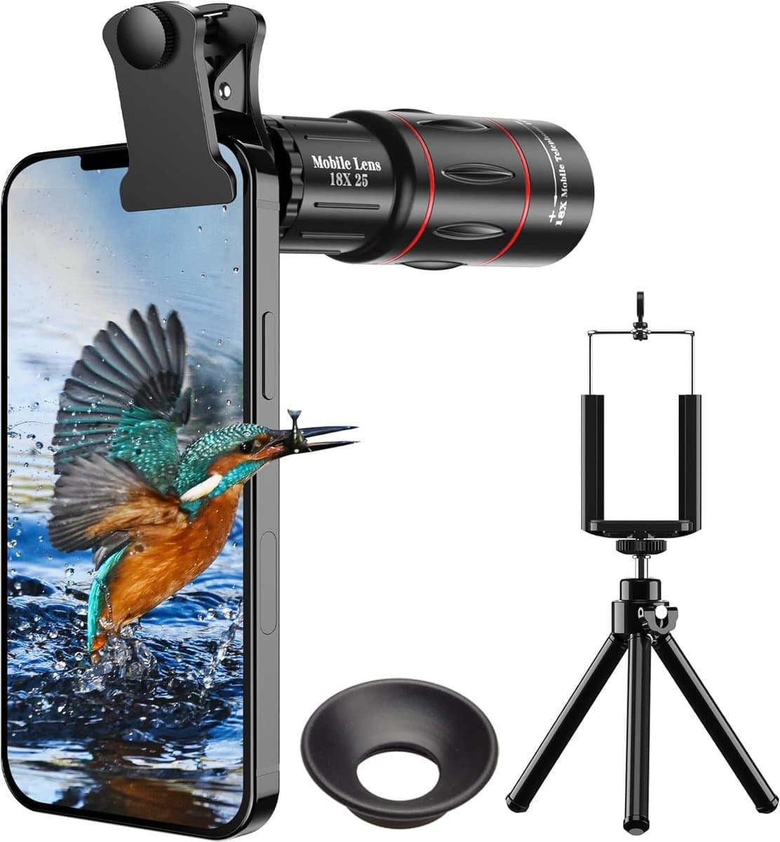 8X Telelens, Krachtige Telefoto Telefoon Lens met Statief, Mobiele Lens Bevestiging Geschikt voor Android & iPhone, Samsung en de Meeste Smartphones — afbeelding 1