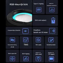 Draagbare Bluetooth Speaker- luidspreker - RGB-muzieklicht - Compact En IP4 Waterdichte-Bluetooth 5.3-Rood — thumbnail 2