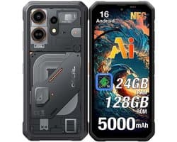 OSCAL MARINE 3 Robuuste Smartphone - 24GB RAM+128GB ROM - 5000mAh Robuuste Telefoon - 6,56 Inch - IP68 IP69K - Dual SIM 4G - Android 16 - BT5.0 - NFC GPS - Zwart